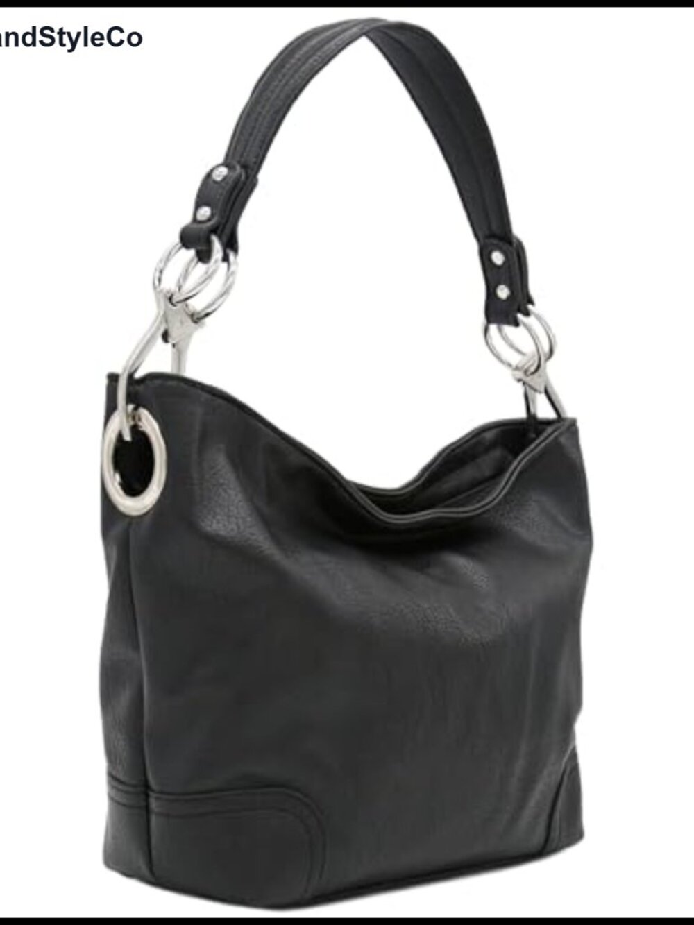 ALYSSA Hobo Shoulder Bag Faux Leather Zipper Closure Detachable Strap